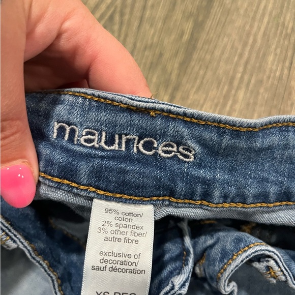 Maurices Jeans Slim Straight Distressed Cotton Denim Light Wash Blue Size XS - Picture 6 of 9